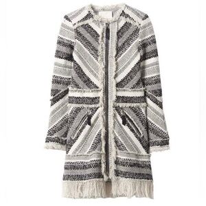 Rebecca Taylor Artisan Tweed Fringe Coat